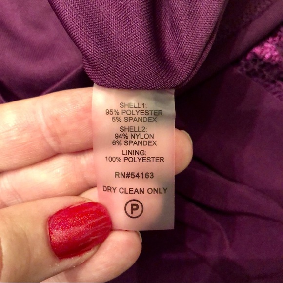 Ivanka Trump Lace Illusion Fit and Flare Dress Tie Waist Purple 4 Small - Picture 8 of 9